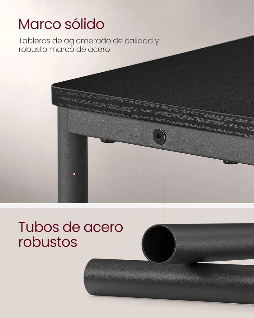 Keskeny oldal asztal töltő funkcióval 3 polcos, 18 x 45 x 58 cm tinta fekete