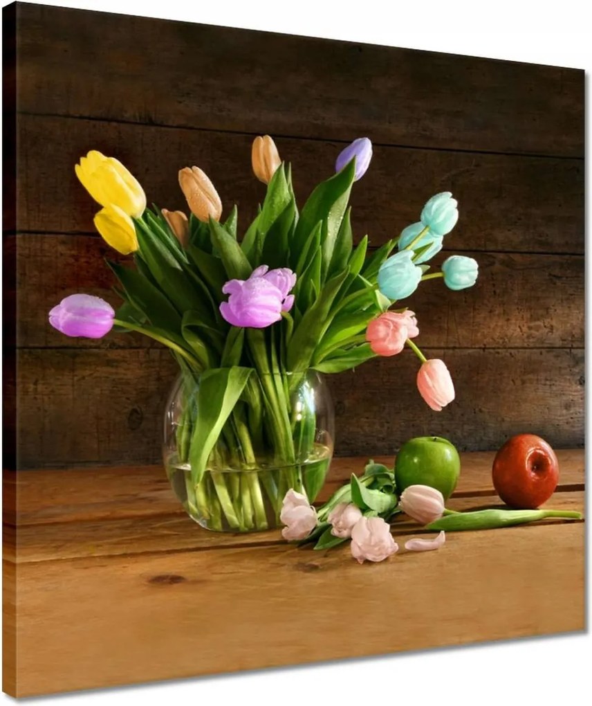 Vászonkép 40x40 Csokor Színes tulipánok