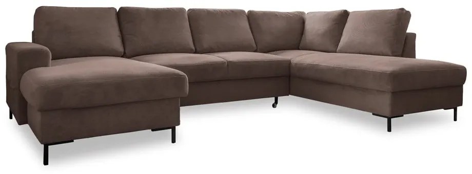 Barna kordbársony kinyitható sarokkanapé (jobb oldali) Lofty Lilly – Miuform