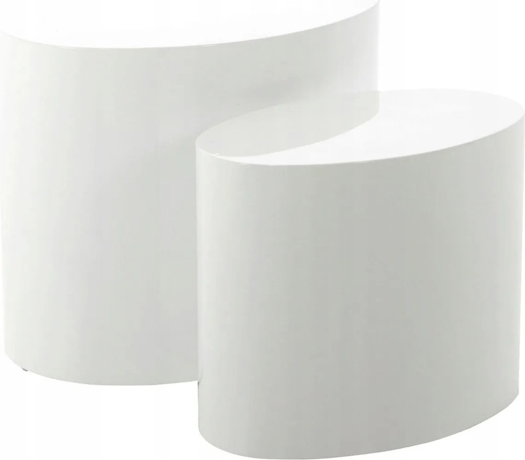 2 Db-os Ovális Dohányzóasztal Szett modern fehér nappali szett