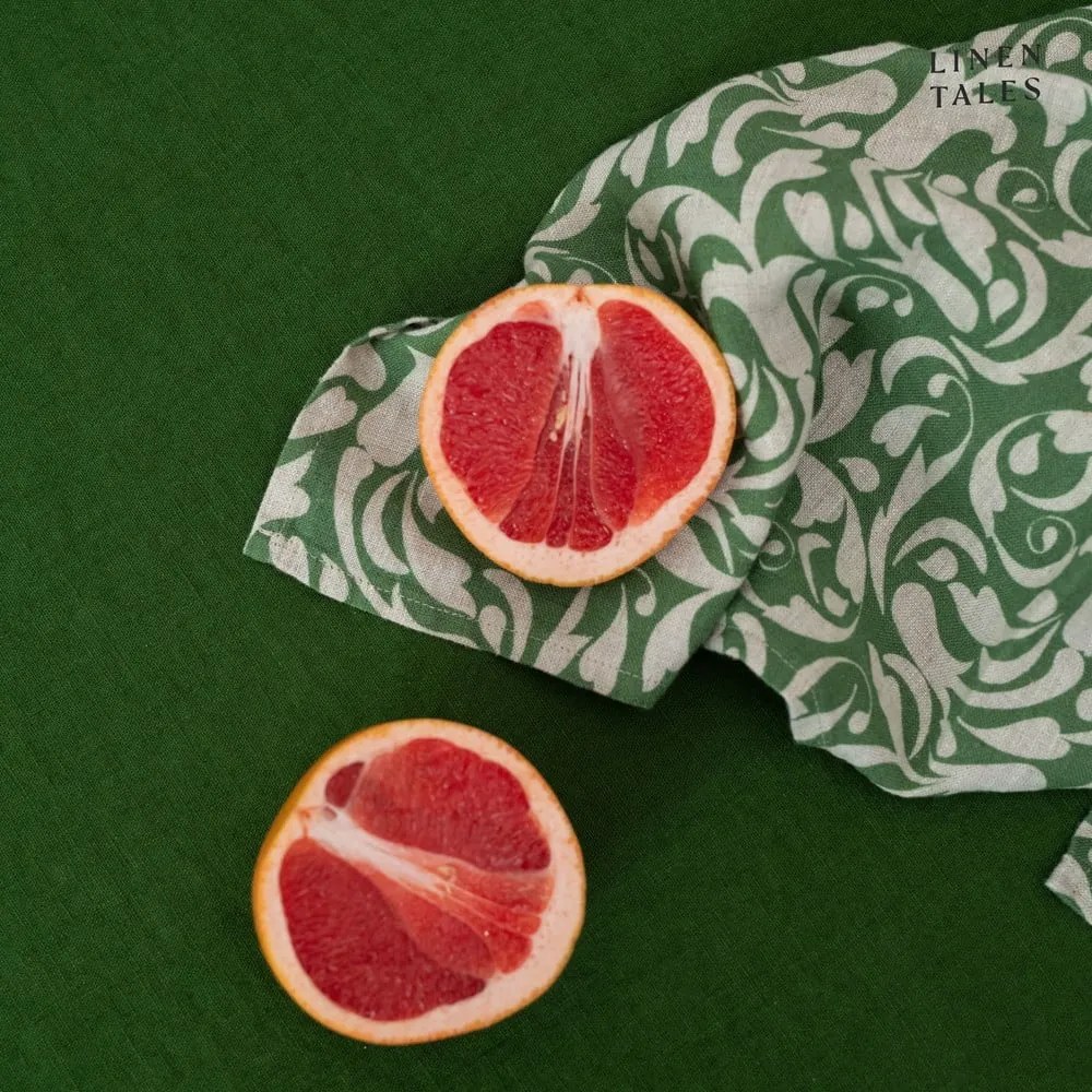 Len konyharuha 45x65 cm Evergreen Damask – Linen Tales