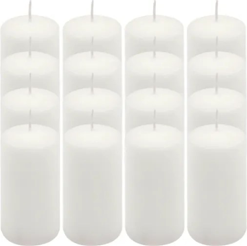 Oszlopgyertya szett paraffin 5×10 cm 16 db fehér