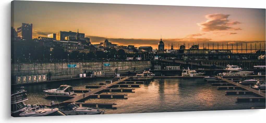 Kép - kikötő város (120x50 cm)