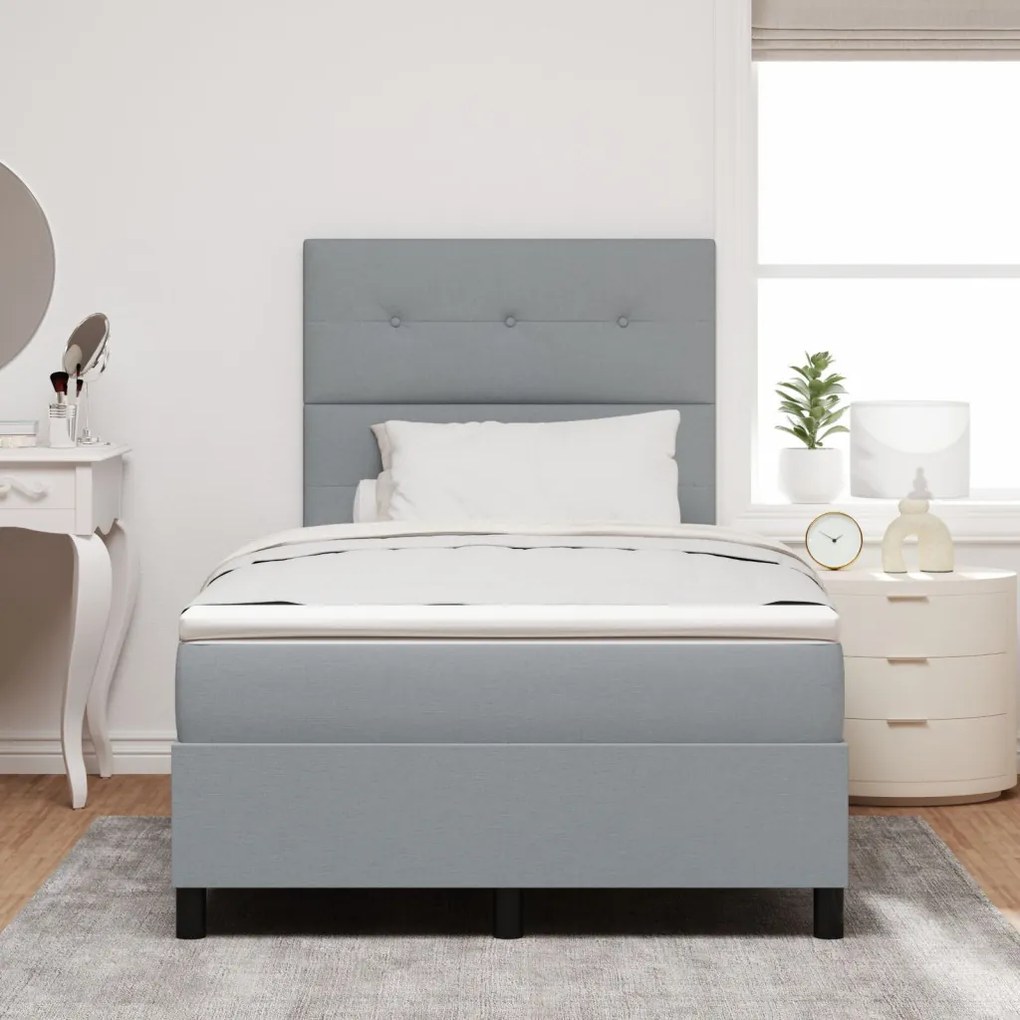 Boxspring Ágy Matraccal Világosszürke Kis Kétszemélyes Szövet