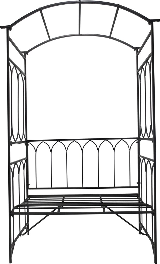 Outsunny Fém Rózsaív Kúszó Növény Támogatás Kerti Ív Padlóval Rózsákhoz 115 x 50 x 203 cm Fekete | Aosom