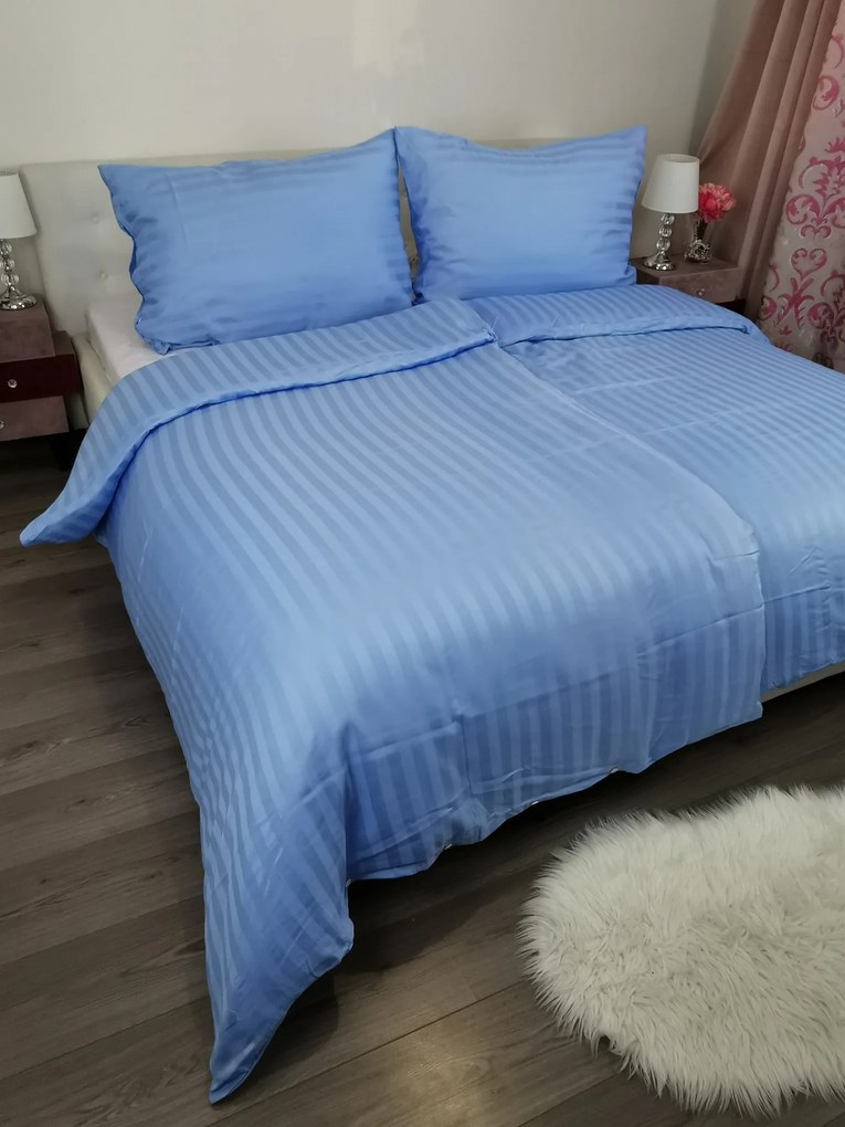 Damaszt kék ágyneműhuzat TiaHome - 1x Párna 90x70cm, 1x Paplan 140x200cm