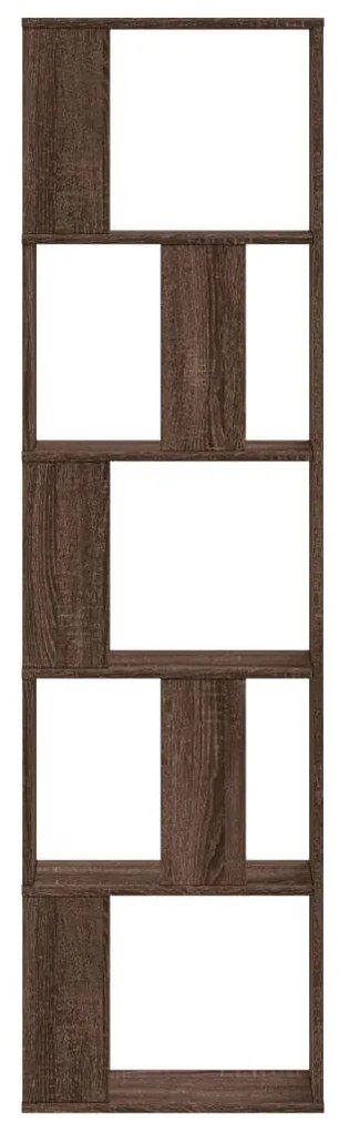 5 szintes barna tölgy szerelt fa könyvespolc 45x23,5x162,5 cm