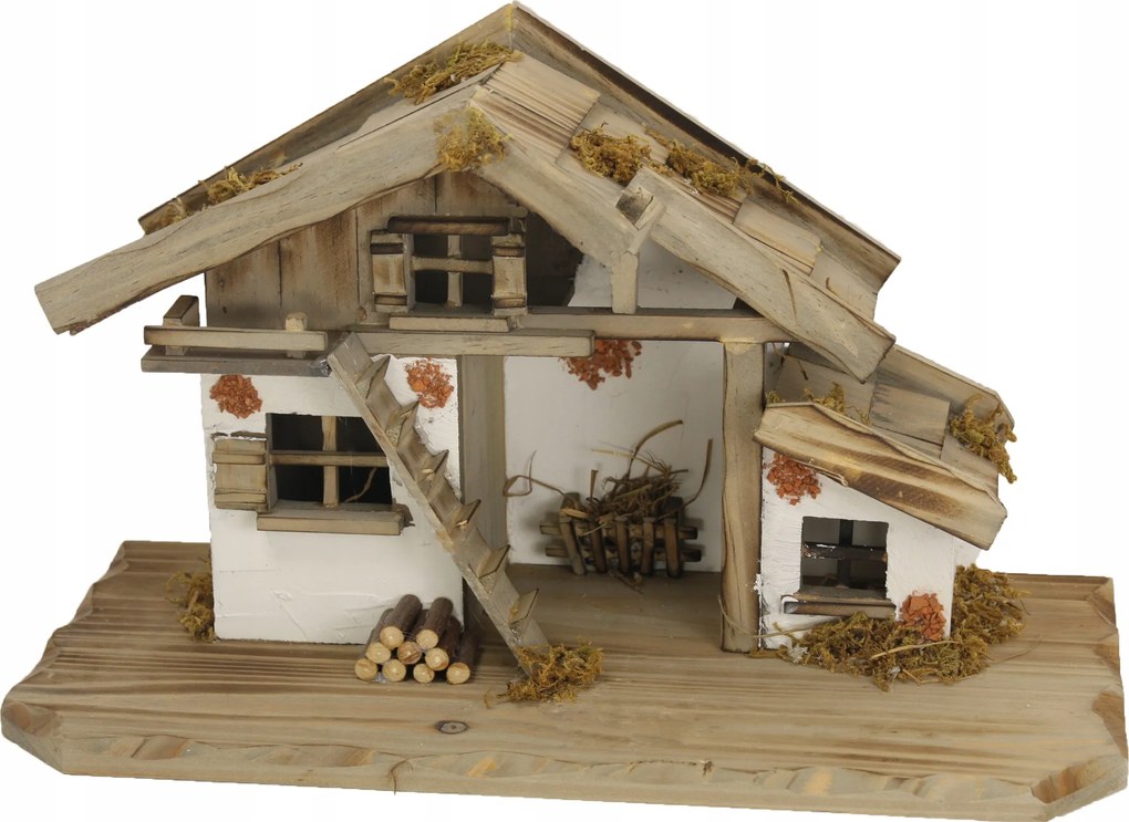 Karácsonyi betlehem megvilágított 40x19x24cm 8cm-es figurákhoz