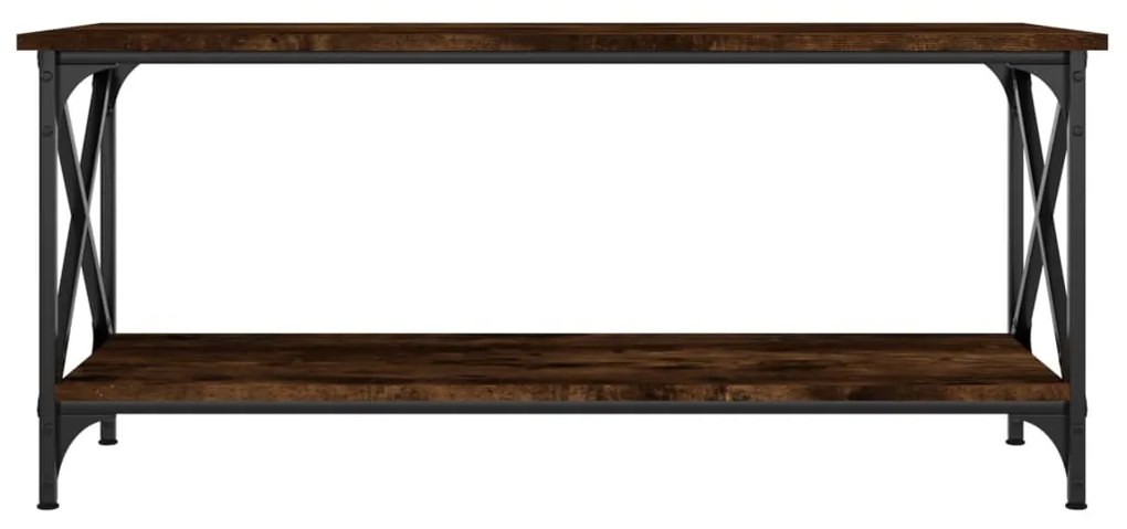 Füstös tölgy szerelt fa és vas dohányzóasztal 100 x 45 x 45 cm