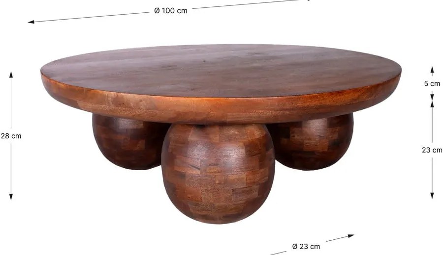 Barna mangófa kerek dohányzóasztal ø 100 cm Ailen – MOME