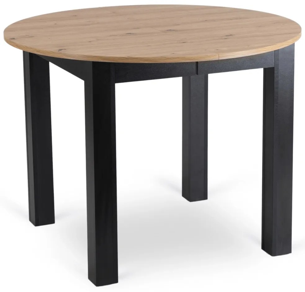 Étkezőszett HARRY asztal 102–142 cm artisan tölgy/fekete + 4 ROBIN 2 szék szürke