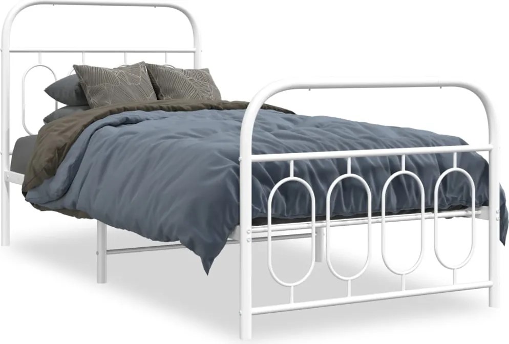 vidaXL fehér fém ágykeret fej- és lábtámlával 90x200 cm