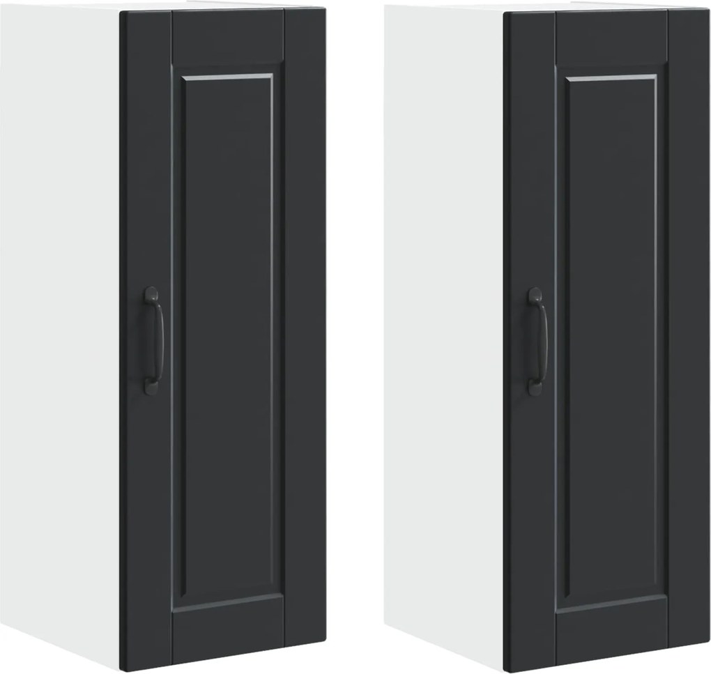vidaXL Konyhaszekrény polcokkal 2 pcs Fekete 30 x 31 x 80 cm Faanyag