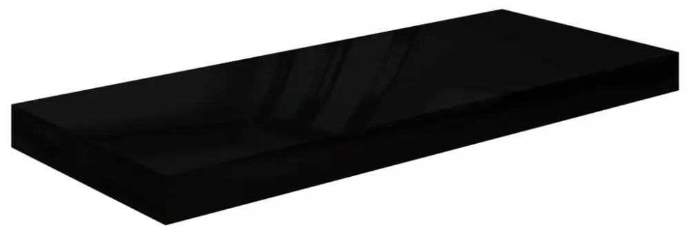 4 db magasfényű fekete MDF lebegő fali polc 60 x 23,5 x 3,8 cm