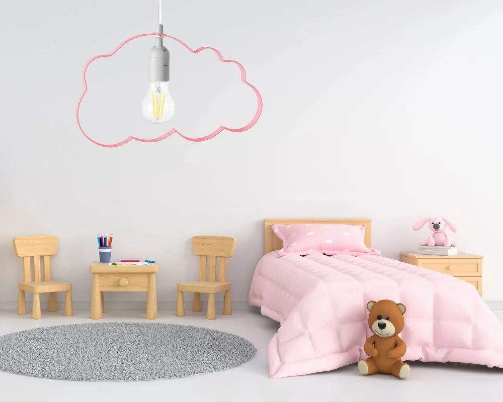 Modern gyermek mennyezeti lámpa - felhő rózsaszín