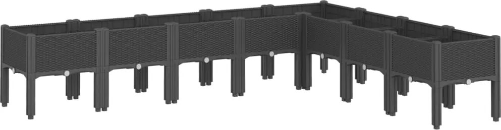 vidaXL fekete PP rácsos kerti ültetőláda 200 x 160 x 42 cm