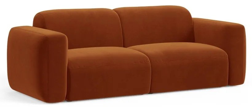 Terrakotta színű bársony kanapé 220 cm Strino – Cosmopolitan Design