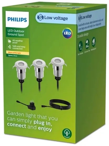 Philips - 3 db SPORE LED 1W 24V kültéri beépíthető lámpa IP67
