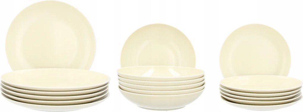 Lubiana Ebédlő Szett 6 személyes Tányér Szett Tányér Krém 18 db-os