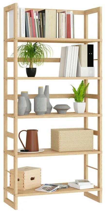 ÖLAND fa polcos állvány, 58x27x136cm, 5 polc, barna Casaria