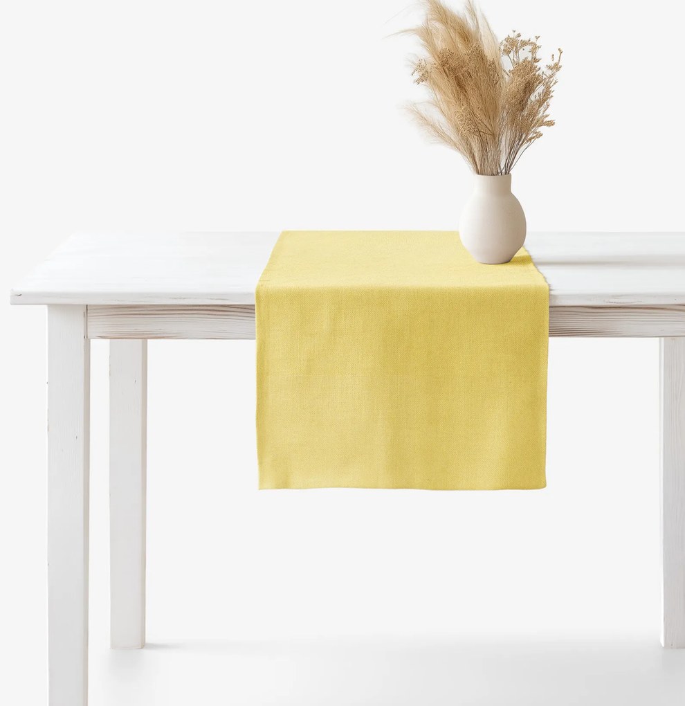 Goldea lenvászon keveréket tartalmazó asztali futó - sárga 50x140 cm
