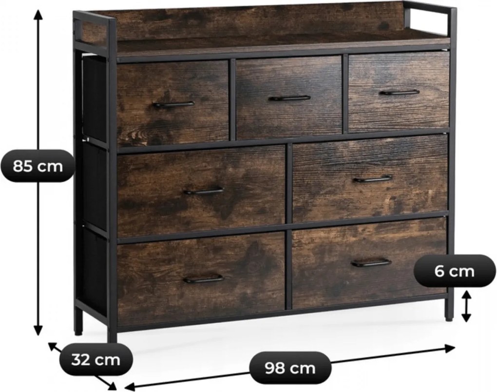 Komoda z Szufladami HUDSON 98 cm Dąb Rustykalny/Czarny