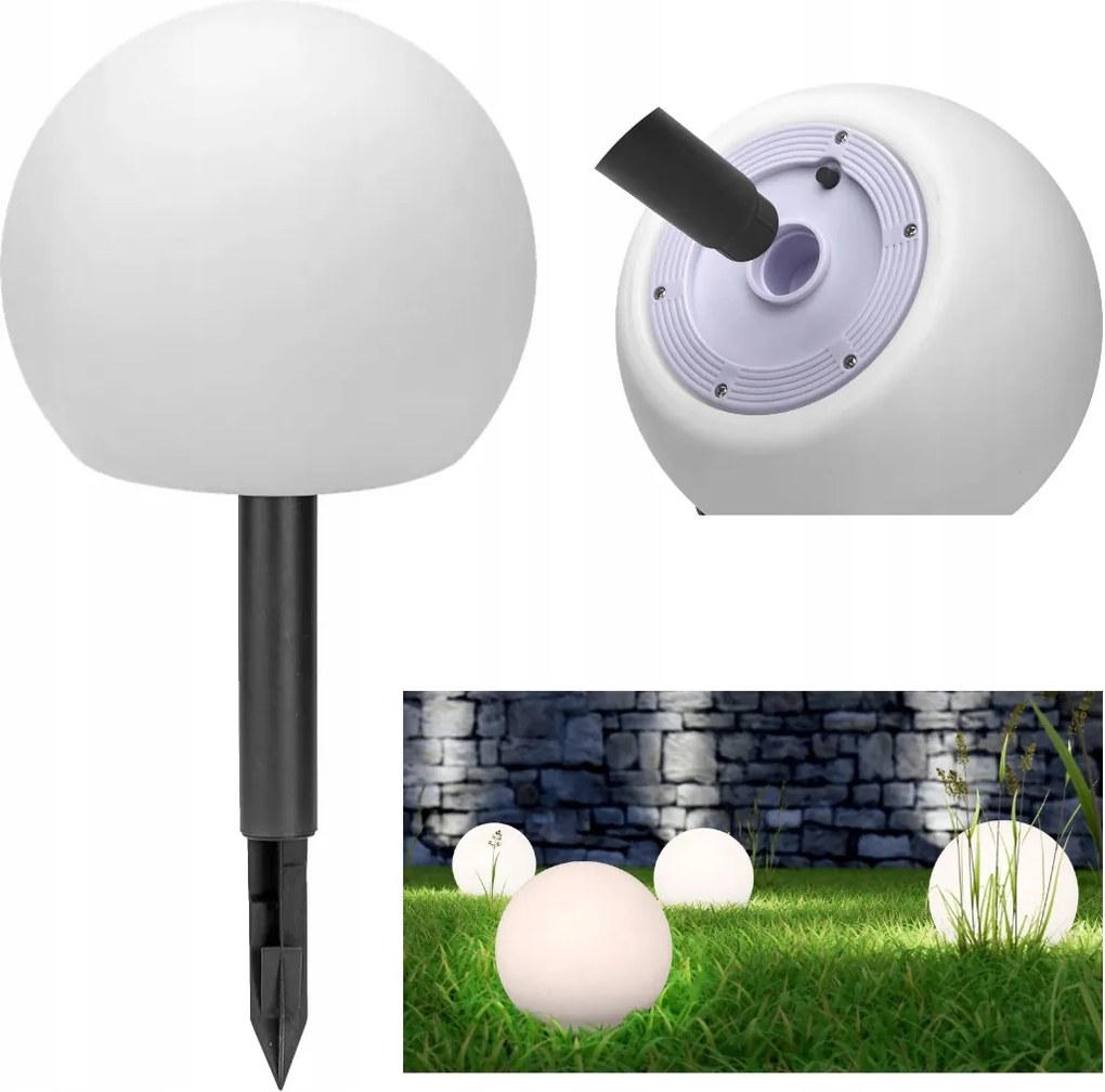 LED-es napelemes kerti lámpa Gömb 20cm 4lm IP44