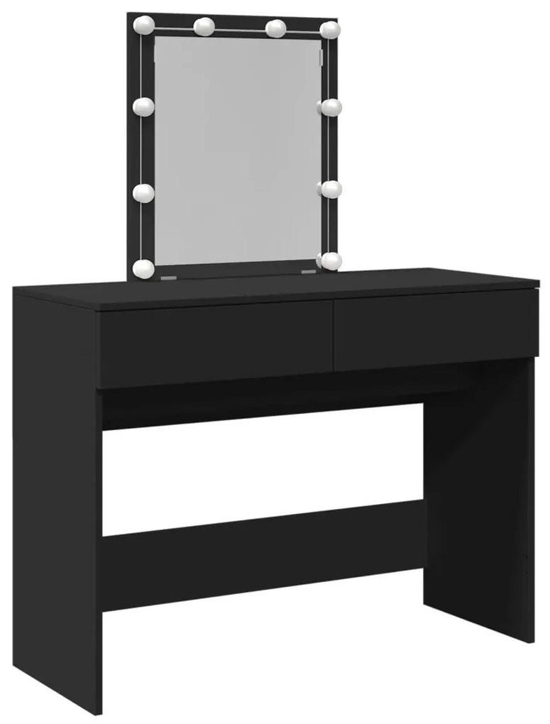fekete LED-es fésülködőasztal 100 x 40 x 130 cm