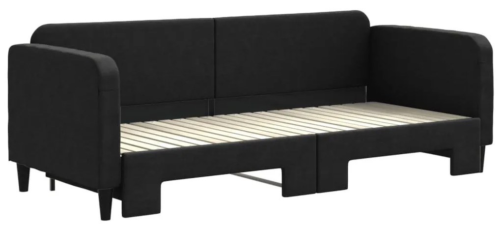 fekete kihúzható szövet heverő 80 x 200 cm