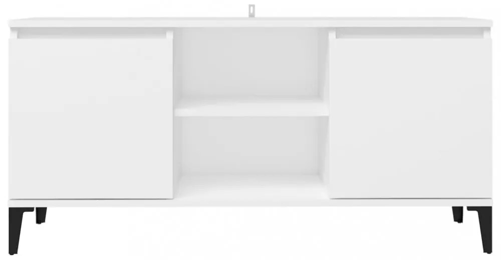 fehér TV-szekrény tömör fémlábakkal 103,5 x 35 x 50 cm
