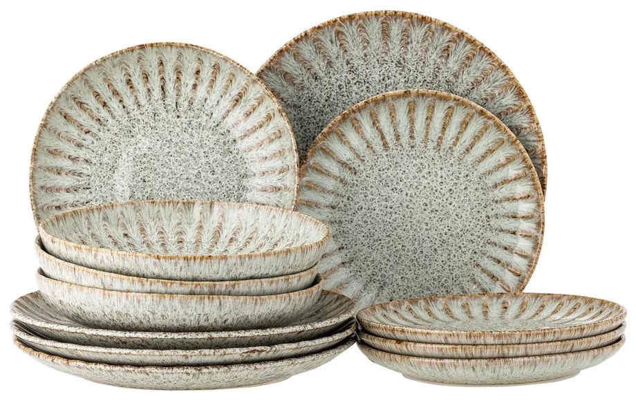 Kőedény étkészlet 12 db-os Fleur – Bloomingville