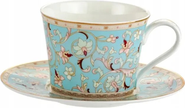 Elegáns porcelán csésze csészealj 240 ml keleti mintás ajándék