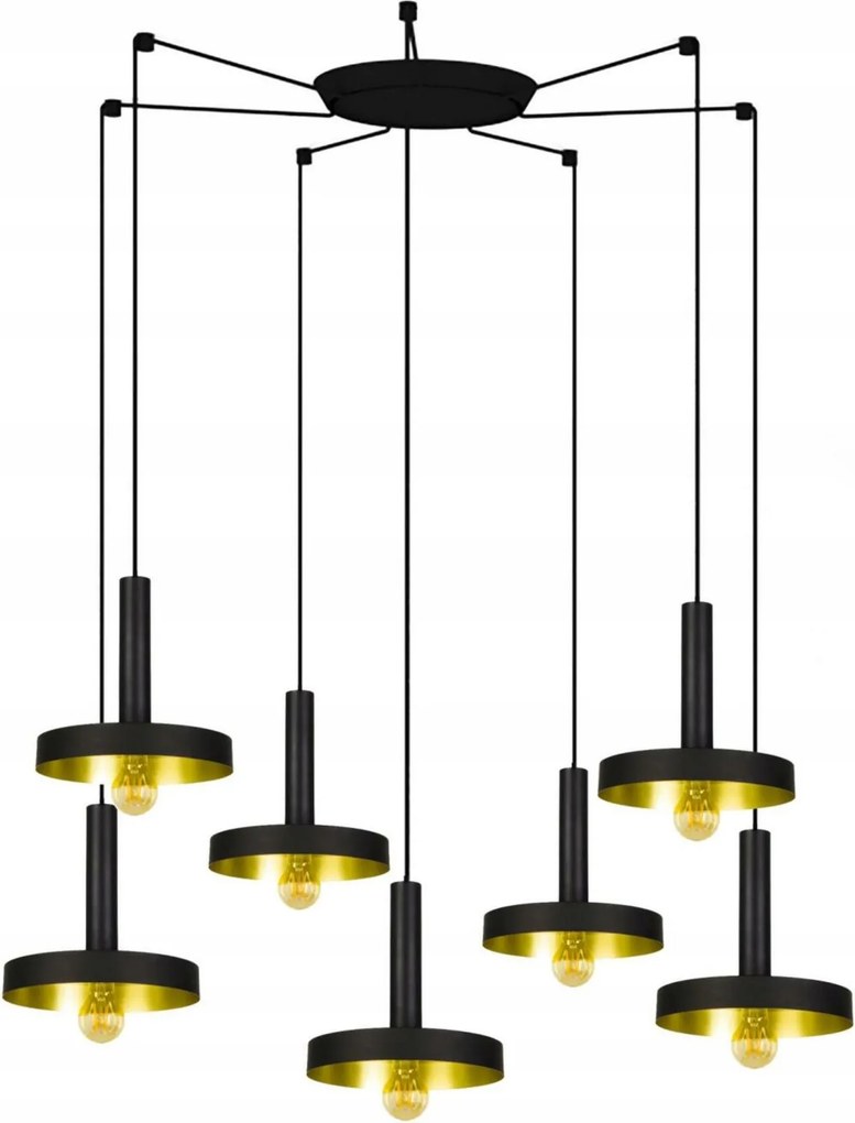Faro Whizz 7L függeszték, fekete/arany, modern dizájn, E27