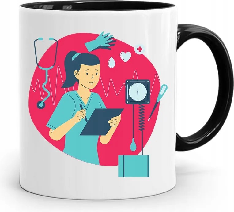 Fekete Bögre Ajándék Ápolónőnek Születésnapra, fényképes nyomtatással