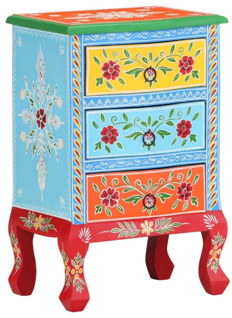 Kézzel festett tömör mangófa éjjeliszekrény 40 x 30 x 60 cm