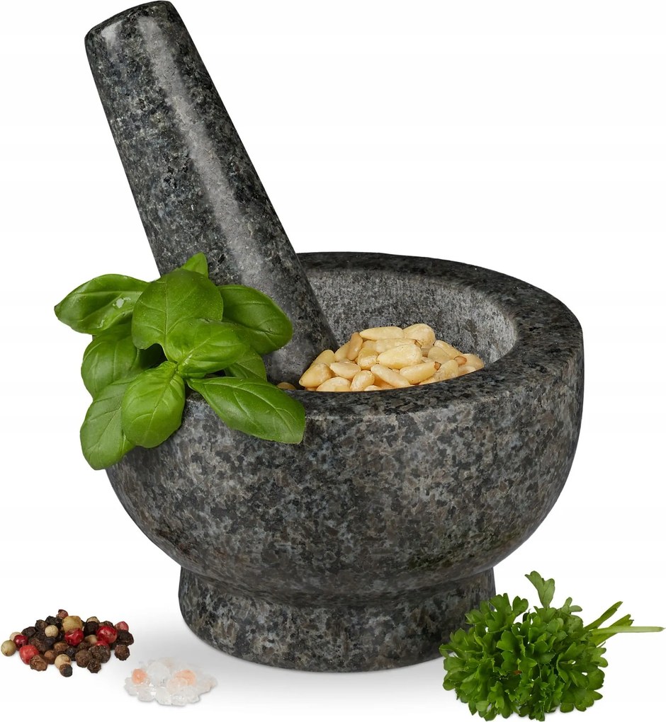 Nagy Gránit Mozsár Aprítóval Masszív 17 CM