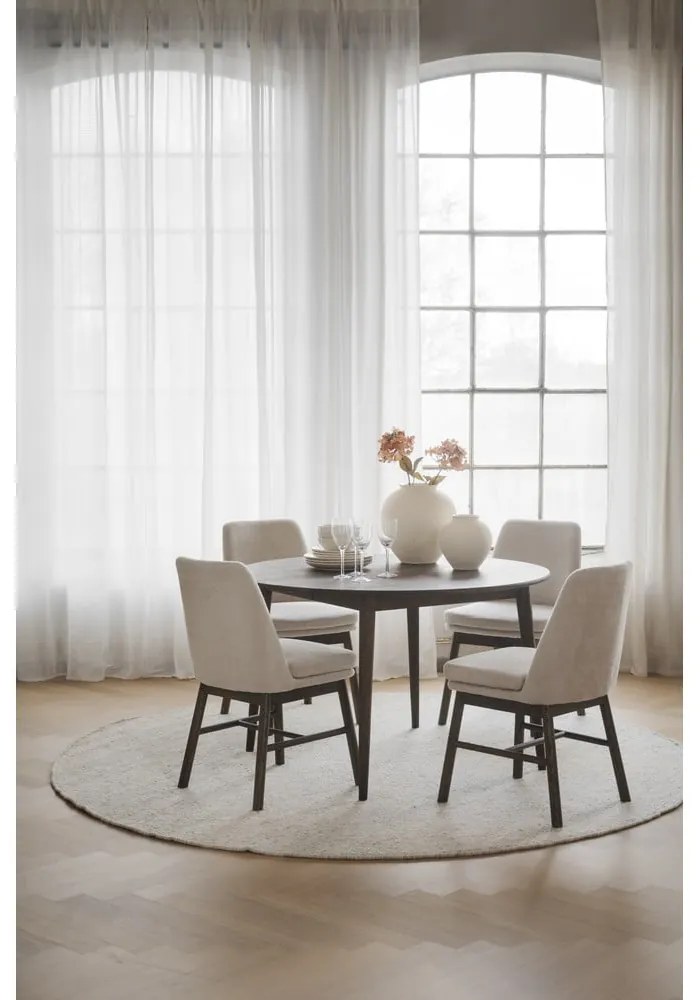 Sötétbarna tölgyfa kerek bővíthető étkezőasztal ø 120 cm Tyler – Rowico