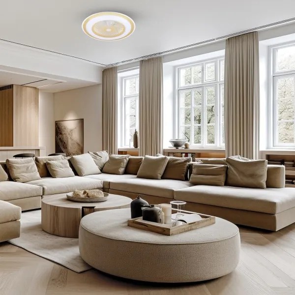 LED Dimmelhető mennyezeti lámpa ventilátorral ZEPHYR LED/48W/230V arany + távirányító