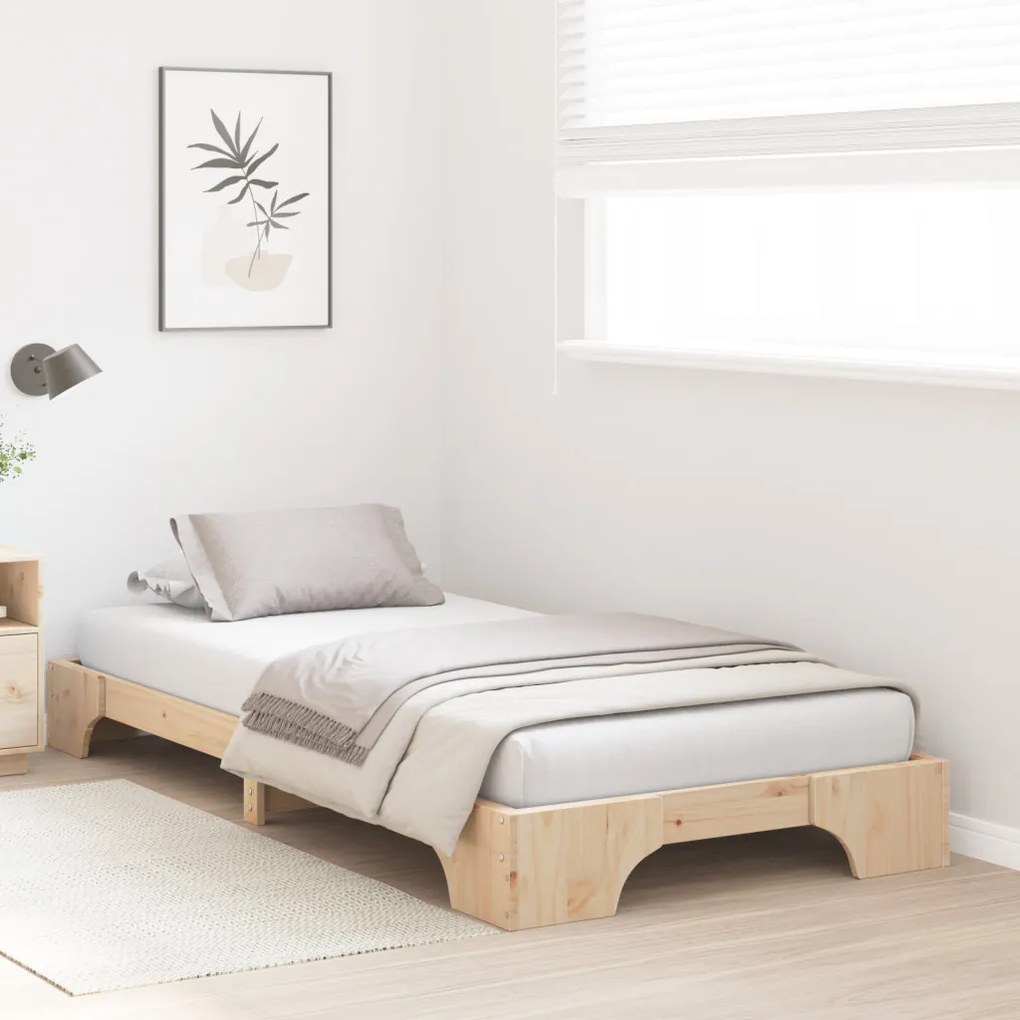 Ágykeret Természetes Tömör fenyőfa 90 x 190 cm Ergonomikus
