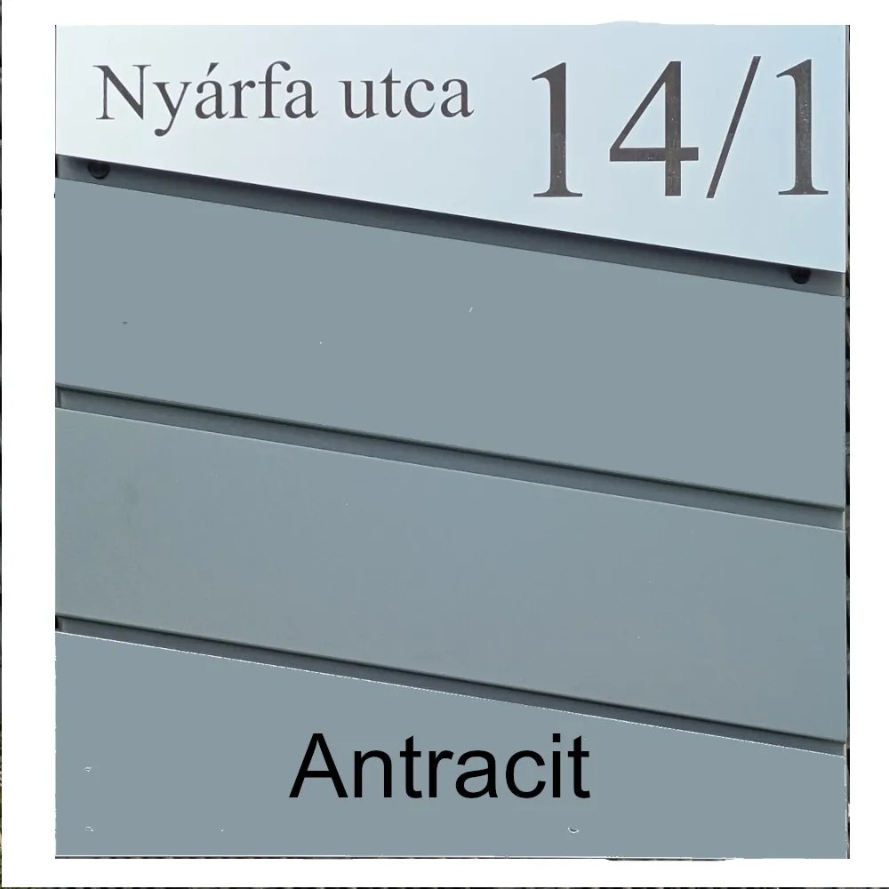 Fém postaláda, gravírozott felirattal, F2