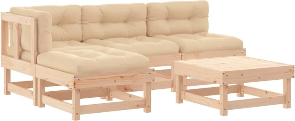 vidaXL 5 részes tömör fa kerti ülőgarnitúra párnával