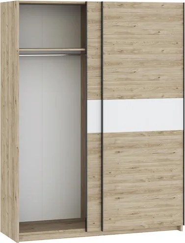 BERNO ruhásszekrény, 150 cm | Jackson hickory tölgy + Fehér