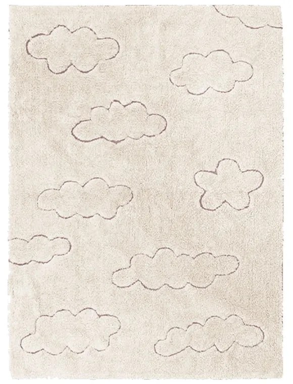 Krémszínű mosható kézi szövésű pamut gyerek szőnyeg 140x200 cm Clouds – Lorena Canals