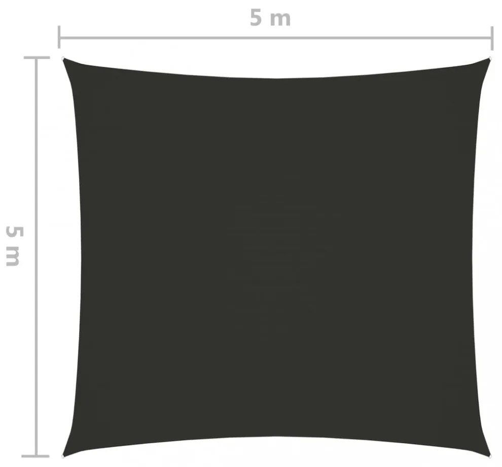 antracitszürke négyzet alakú oxford-szövet napvitorla 5 x 5 m