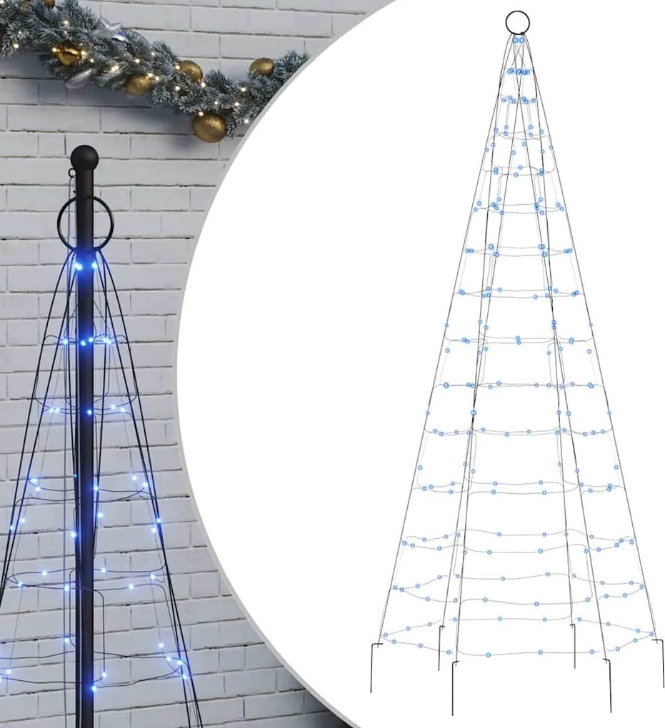 vidaXL kék LED karácsonyfa zászlórúdra 200 LED 180 cm