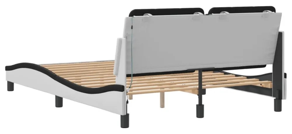 fehér és fekete ágykeret LED-ekkel matrac nélkül Zadar 140 x 190 cm