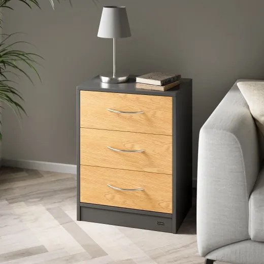 Casaria® Eloise éjjeliszekrény 54x39x28 cm - fa/szürke