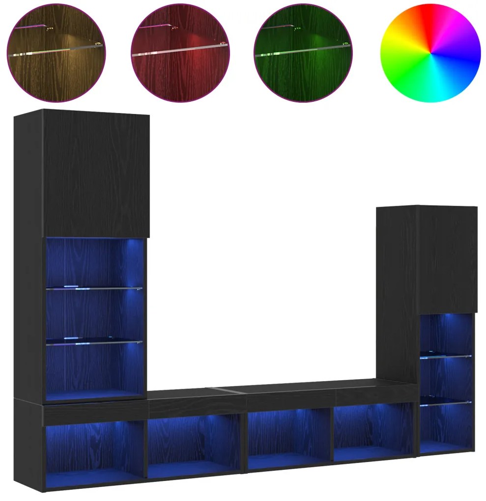 LED TV Szekrény Fekete tölgy 30.5x30x102 cm Műanyag