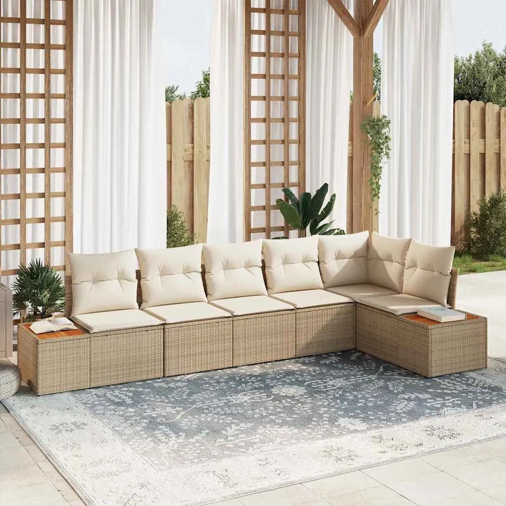 Kerti Kanapé Szett 6 pcs bézs és krémszínű 319 x 154 x 85 cm