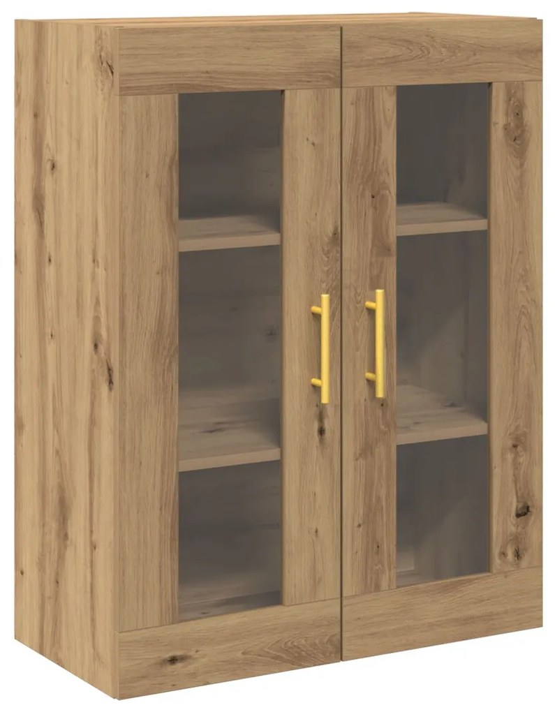 Falra Szerelhető Szekrény Üvegajtókkal Kézműves Tölgy 69,5x34x90 cm